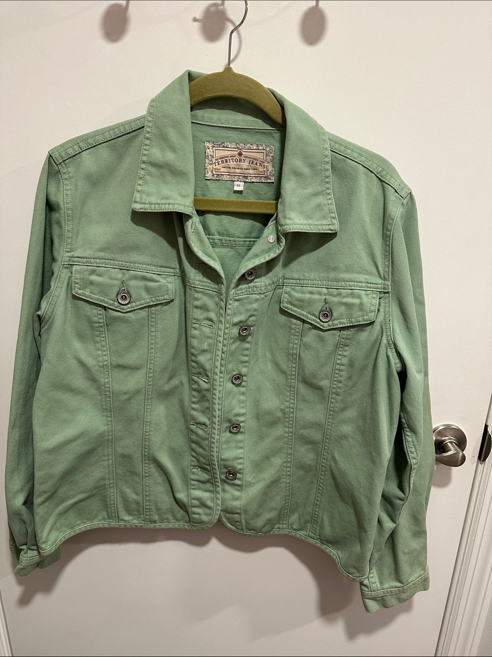The Territory Ahead Light Green Jean Jacket